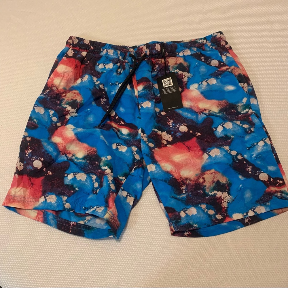 NWT Barney Cools Amphibious 17” Poolside Swim Trunks Tie Dye Mens Size LARGE NEW